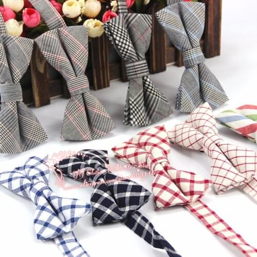 2016 Brand New Hot Sale Mens 100% Cotton Plaid Cheked Formal Fashion Bow Ties Man Neck Bowtie Bowknot Neck ties party Butterfly