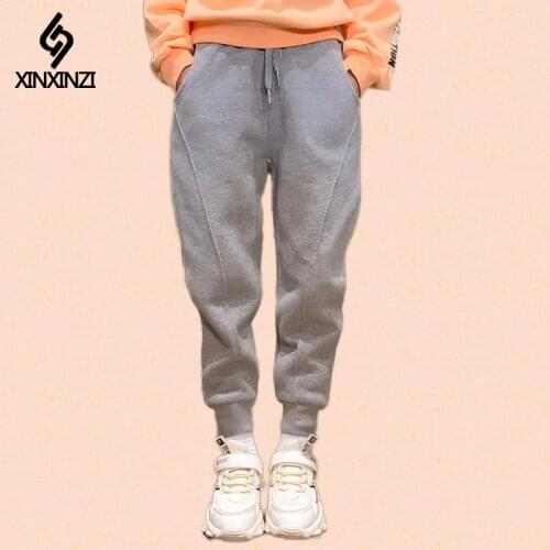 New 2020 Girls Autumn/Winter Casual Sports Thin Velvet Pants Childrens Fashion Loose Soft Solid Knit Trousers All-Matching ok