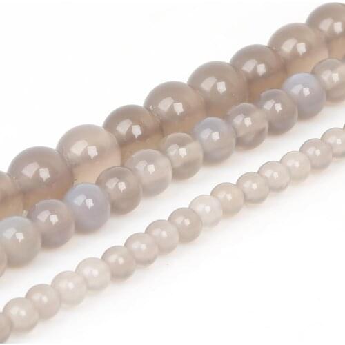 New Arrival 4mm 6mm 8mm Grey Round Loose Beads Natural Stone Beads For Jewelry Making Bracelet Necklace DIY Jewelry Findings
