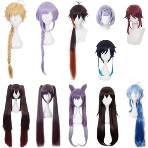18 styles Genshin Impact Five-star Hero Copslay Wig Single Ponytail Unisex Anime Cosplay Props Halloween Carnival Show Wig