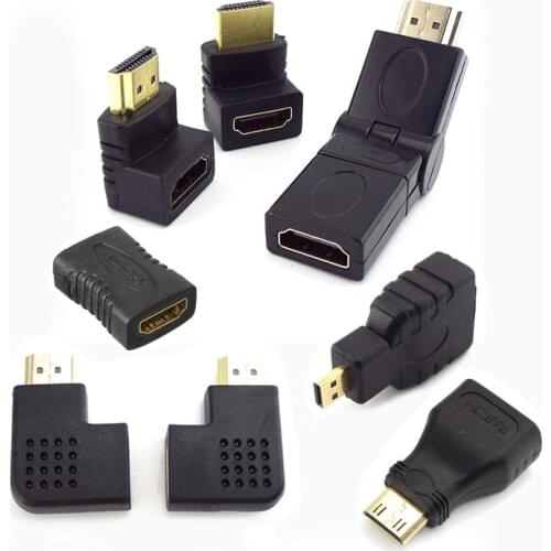 Male to Female HDMI-compatible Cable Connector Adapter 270 180 90 Degree Angle Converters for 1080P HDTV Cable Adaptor Extender