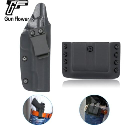 Gun&Flower Colt 1911 Handgun Inside The Waistband Kydex Holster .45 9mm Double Magazine Holder Carrier