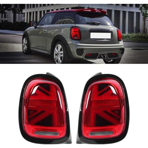VLAND JCW Union Jack Full LED Tail Lights Red Lens For MINI Cooper F55 F56 F57 2014 2015 2016 2017 2018 2019 2020