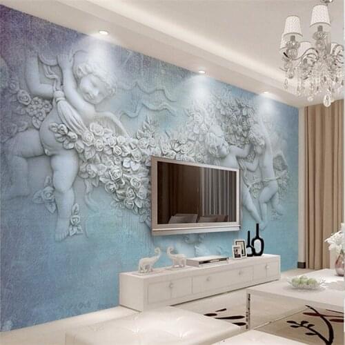 Custom angel fresco European relief character kids wallpaper living room TV background custom photo