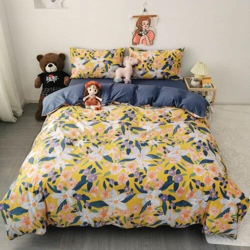 Pure Cotton Flower Simplicity Bedding Set Luxury Home Decor Bed Sets Duvet Cover 4 Piece with Pillowcase Single Double Bedding