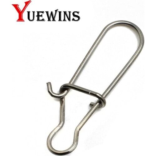 100pcs/lot Stainless Steel Hooked Snap Pin Fishing Barrel Swivel Solid Safety Snaps Fishing Hook Connector Fishing Tackle QA1192
