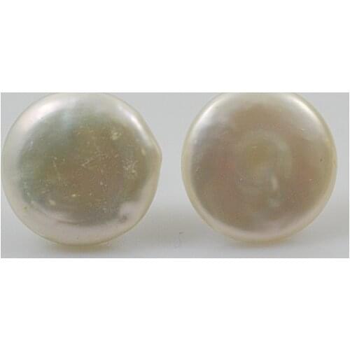 Terisa Real Pearl Stud Earring S925 Sterling Silvers Huge 12-14mm White Freshwater Pearl Coin Heart Moon More Style For Choose