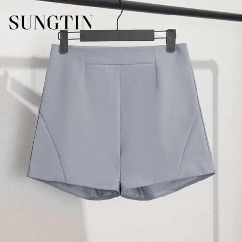 Sungtin High Waist Shorts Summer Wide Leg Simple Office Lady Elegant Short Pants Women Korean Style Suit Fashion White 7 Color