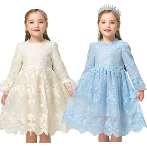 Party Dress For Kids Girls Birthday Full Sleeve Autumn Winter Children Costume Weddings Flower Kids Vesitdo For 3 4 5 6 7 8T