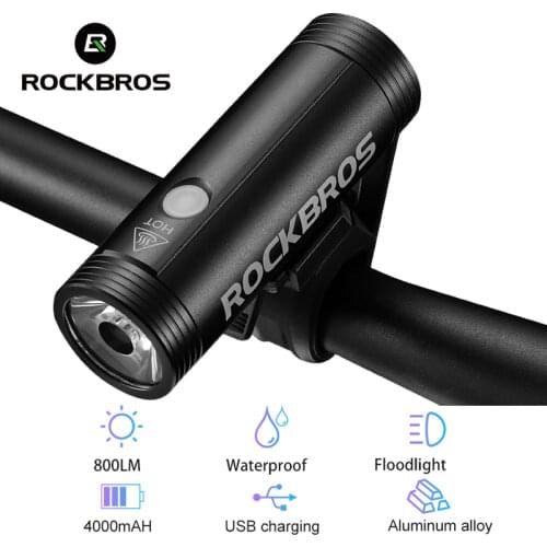 ROCKBROS 400/800 Lumen Rainproof Bicycle Front LED Light Flashlight High Power USB Charging MTB Road Bike HeadLight Floodlight