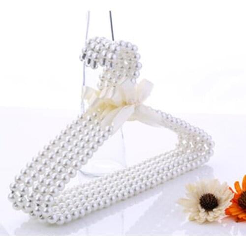 5 pcs/lot European Style Pearled Clothes Hanger Pearl Hangers for Dress Coat White Pearled Pants Rack