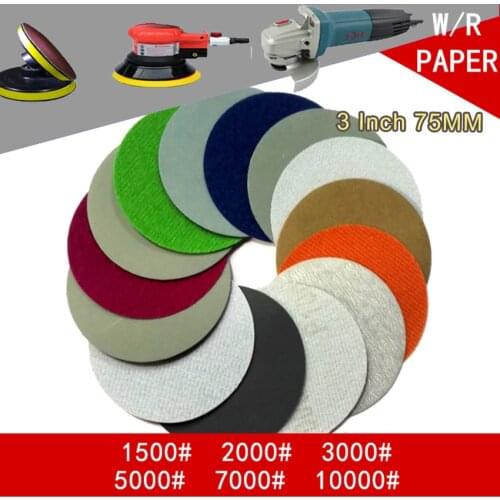 45PCS 3 Inch Flocking Waterproof Sandpaper Abrasive Paper 400 to 10000 Grits Self-adhesive Wet & Dry for Sanding Polishing