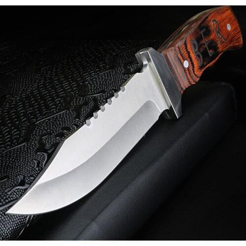 XUAN FENG Classic outdoor fixed hunting knife VG-10 wooden handle straight knife camping military survival knife