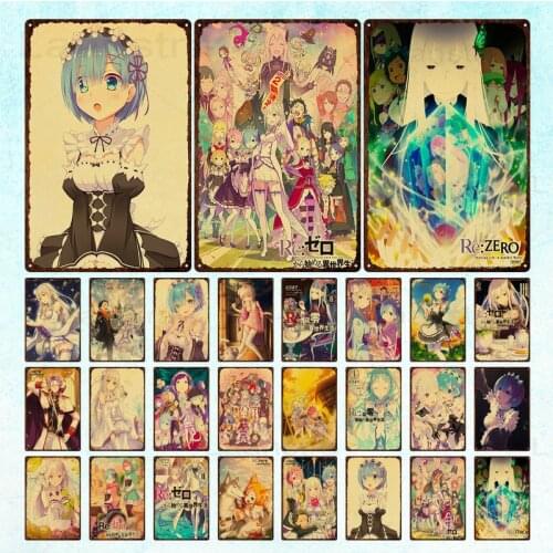 Japanese Anime Metal Sign Relife In a Different World From Zero Iron Poster Tin Room Decoration Metal Plate Wall Art Tin Sig