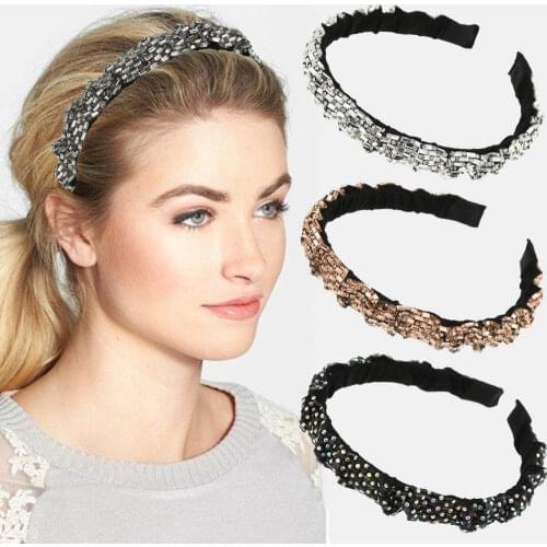 Haimeikang Rhinestone Luxurious Hairbands Women Elegant Fashion Headbands Bezel Hair Hoop Shiny Color Heaadwear Hair Accessories