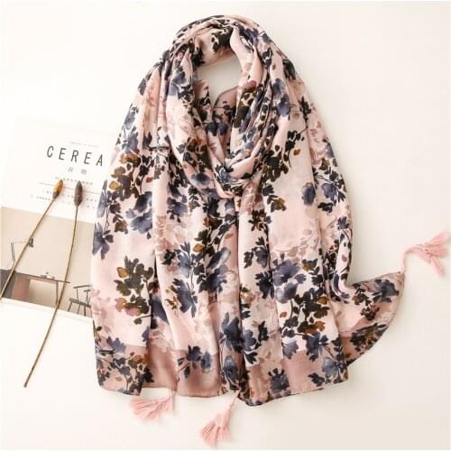 Spring Summer Long Hijab Scarf Shawl Women Ladies Lace Floral Printed Scarves 180x90cm