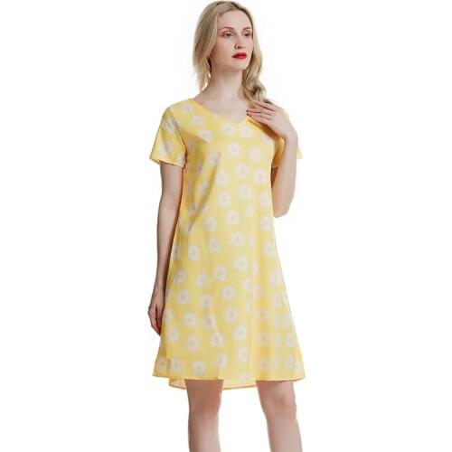 Floral Print A-Line Mini Dress Woman Short Sleeve Beach Dress Woman Basic V-Neck Dresses Summer Sukienka Beach