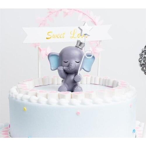1PC Resin Ornament Elephant Star Statue Ornaments Resin Crafts Cake Dessert Decor