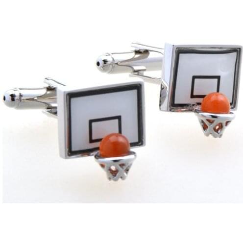 10pairs/lot Sport Basketball Stands Cufflinks Copper Enamel 3D Basketball Backboard Hoop Cuff Links Mens Jewelry Gift