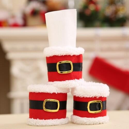 10Pcs/lot Santa Clothes Napkin Ring Holder Xmas Dinner Table Decoration for Home New Year Product Christmas Decor Tableware