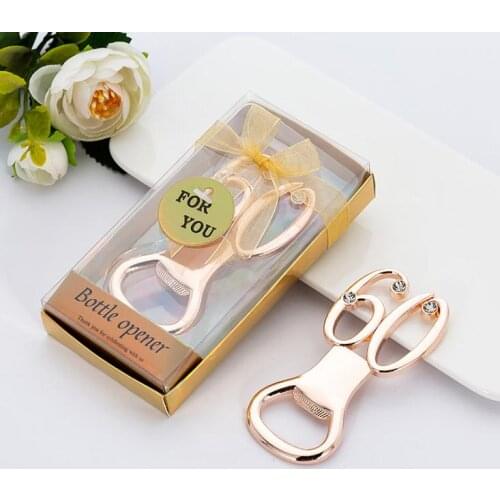 100PCS/LOT Wedding Aniversary Party Souvenirs Guests 60th birthday gifts gold 60 beer bottle opener SN1299