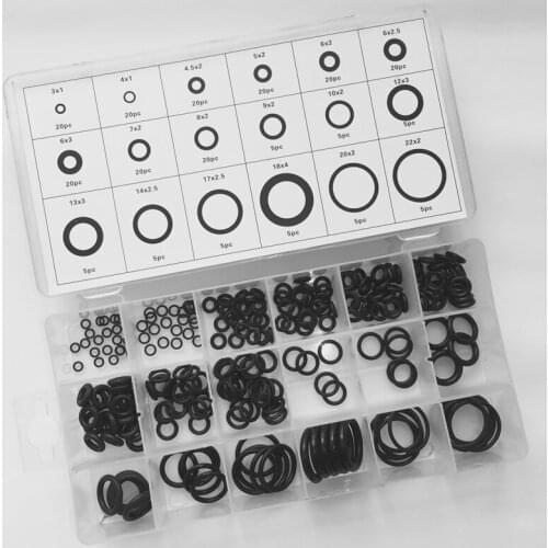 225PCS/Box Rubber O-Ring Washer Seals Gasket Assortment Kit 18 different sizes for Cars, marine and RV wiring jobs