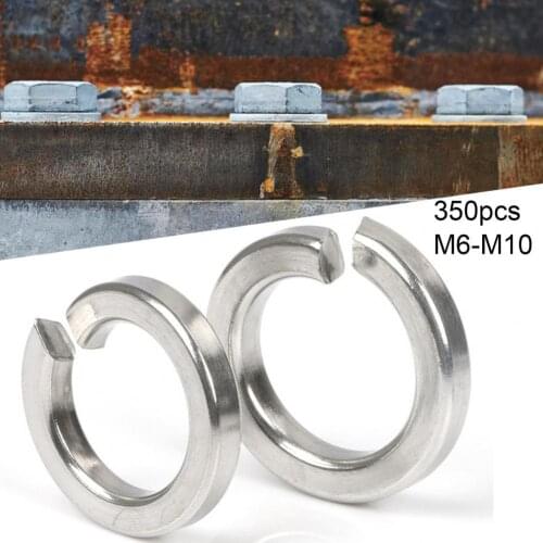 350Pcs M6-M10 1/4-3/8 inch Flat Washer Abrasion-resistant Stainless Steel Hardware Washer Assortment Set for Industry