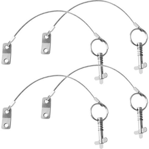4 Pieces Stainless Steel Quick Release Pin with Lanyard for Boat Top Deck Hinge Marine Hardware для катера Silver