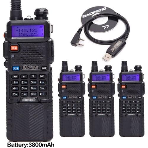 4PCS/LOT BaoFeng UV-5R with 3800mAh long Li-ion Battery two way radio Dual Band 136-174&400-520MHz UV5R Ham Radio+free cable