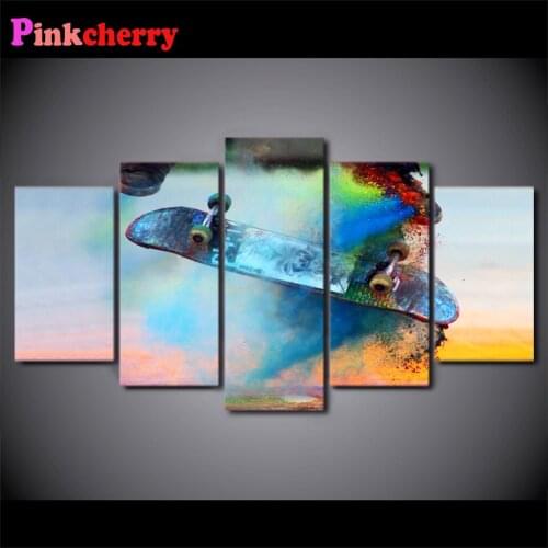 5 d diy diamond mosaic Color Skateboard Energetic Sport Diamond For Living Room Home Decor diamond Painting embroidery 5 piece