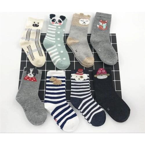 5Pairs Kids Designer Soft Socks Boy&Girls Childrens Socks Fox Dog Cat 3D Casual Socks Kawaii Kids Socks Gift For Your Baby
