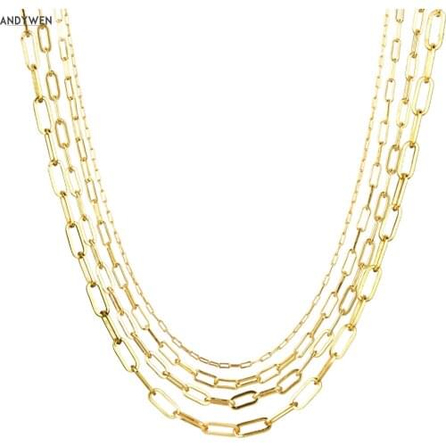 ANDYWEN 925 Sterling Silver Gold Geometric Rectangle Chain Horoscope Thin Thick Women Luxury Jewelry Rock Punk 2021 Fashion