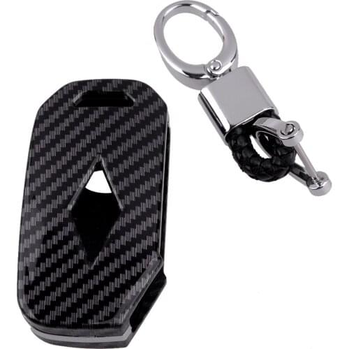 Car Carbon Fiber Style Key Fob Cover Shell Chain Fit For Kia Forte Telluride Soul Niro Plug-in Hybrid K3 K5 Optima Seltos 2021