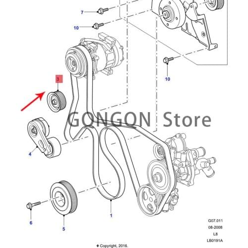 CAR fan pulley 2007 -2021lan dro ve rdef end er idler assembly engine pulley air conditioner fan belt tensioner idler transition