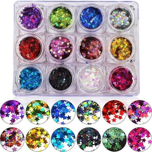 12pc/pack 1 Set Multi-color Sequins Nail Art Glitter F,Chunky Glitter-Tumbler Glitter-Fine Glitter-Sparkle Glitter,Nail Glitter