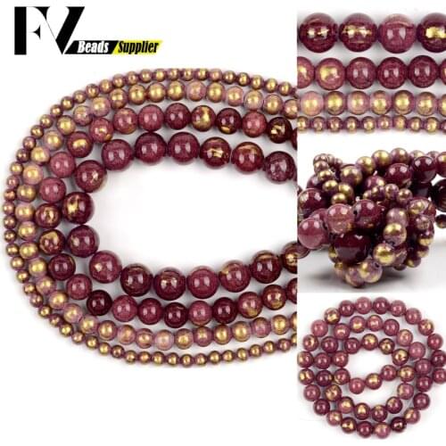 Natural Wine Garnet Lapis Lazuli Jades Beads For Jewelry Making DIY Round Loose Spacer Beads Bracelet Accessories 4/6/8/10mm 15