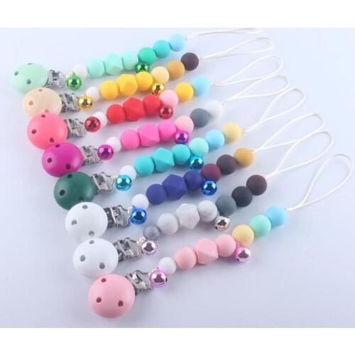 Baby Nipple Drop-Preventing Chain Pacifier Infant Silicone Beads Pacifier Clip Baby Food Grade Teeth Molar Pacifier Chain