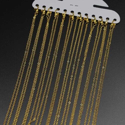 12Pcs/Pack 40cm Rhodium Gold Plated Lobster Clasp Long Necklace Chains For DIY Jewelry Making Findings Accessories Supplies