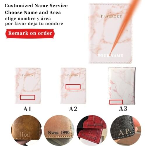 Customized Business Leather Wallet Engraved Name Women Men Passport Cover Travel Vintage Marble ID Credit Card Passport Holder