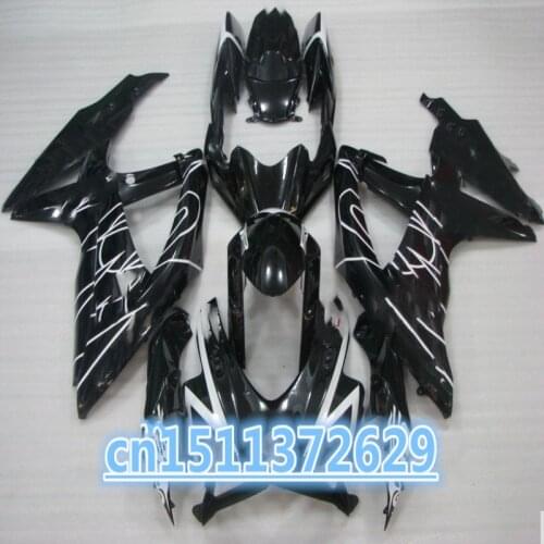 Beauty Face Fairing kit for GSXR600 750 08 09 GSXR600 GSXR750 GSX-R600 750 K8 2008 2009 Black white Fairings set-Dor injection