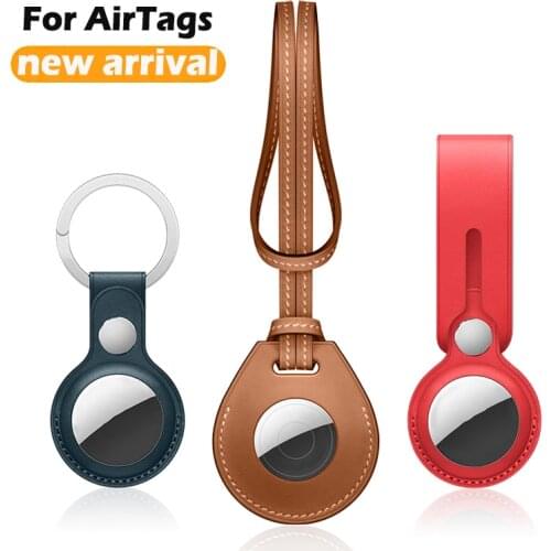 Leather Protector Cover With Keychain For AirTags Shockproof Anti-Scratch Anti-Fall Sleeve Protective Case Shell For Air Tags