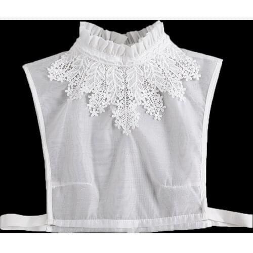 Linbaiway Embroidery False Collars for Woman Adjustable Detachable Shirt Fake Collars Blouse Top Half Shirt Decor Accessories