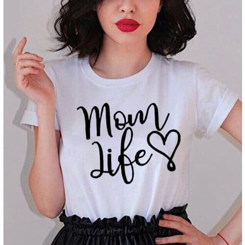 Mom Life Heart Letters Print Women Shirt Cotton Casual Funny Female Harajuku O Neck T Shirt For Lady Girl Top Tee Tumblr Hipster