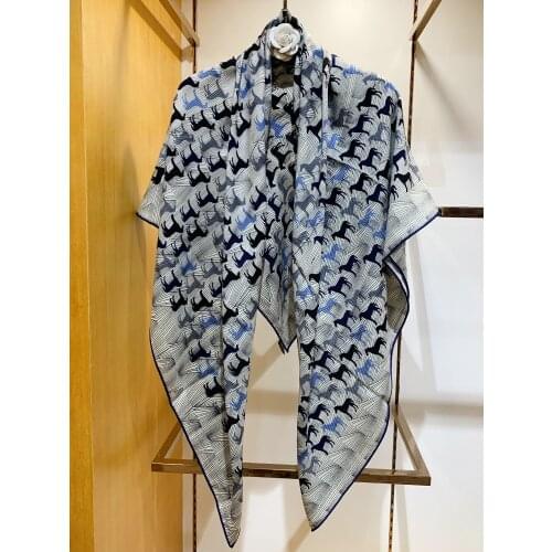 Horses Print Fashion Wool Wraps Shawl 2021 Women Ladies Large Square Blanket Scarf Cape Poncho