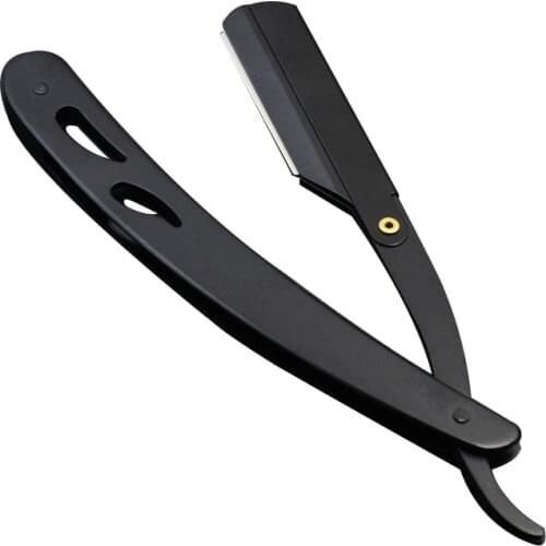 Men Shaving Barber Tools Hair Razor and Blades Antique Black Folding Shaving Knife Stainless Steel Straight Razor Holder