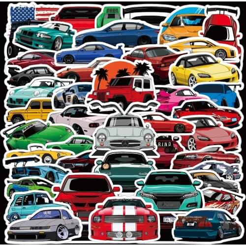 50PCS Retrofit Racing Car Graffiti Stickers Car Styling Travel Luggage Phone Guitar Fridge Waterproof Cool Stickers Toys