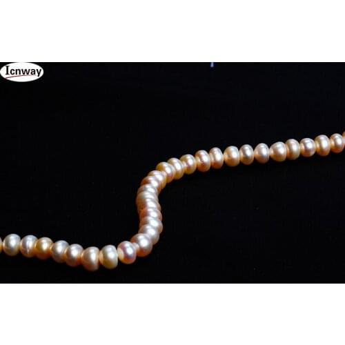 Natural Freshwater Pearl pink 5-6mm semiround For Jewelry Making 15inches DIY necklace bracelet earring FreeShipping Wholesale