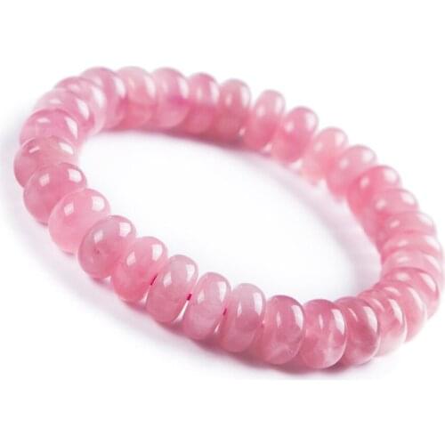 Natural Pink Rose Crystal Madagascar Marquise Beads Bracelet 11mm AAA
