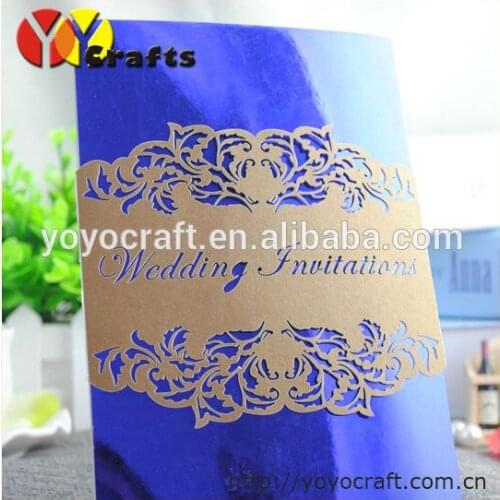 Fancy laser cut wedding decoration laser cut invitation card belly band with free logo