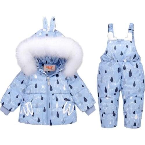 2020 New Winter Children Boys Clothes Suit Warm Down Jacket Coat + Overalls For Girl 1-4 Years Kids Baby Girl Snowsuit